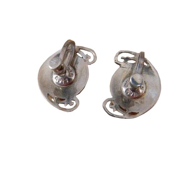 Vintage Siam Sterling Silver Screw Back Earrings, Thailand Niello Goddess - Picture 2 of 5